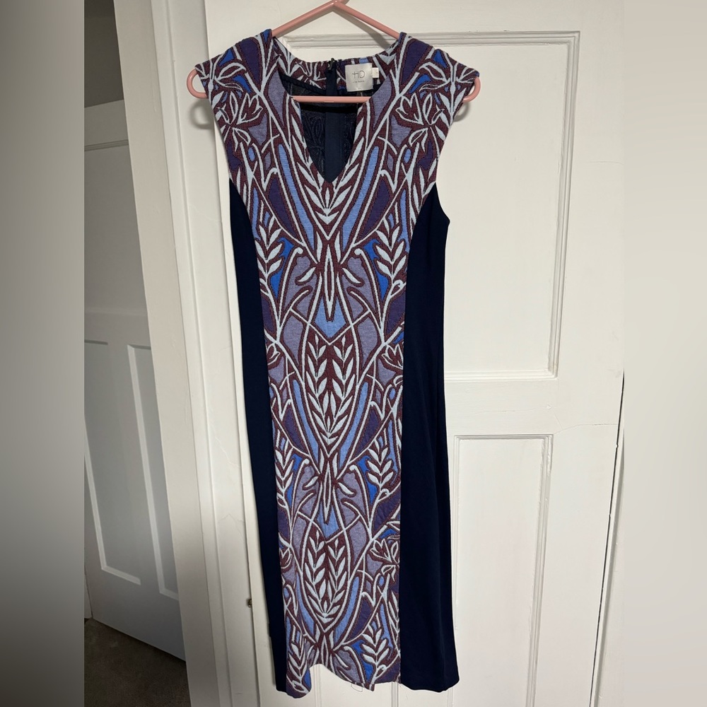 Anthropologie HD in Paris Blue Embroidered Dress Size s